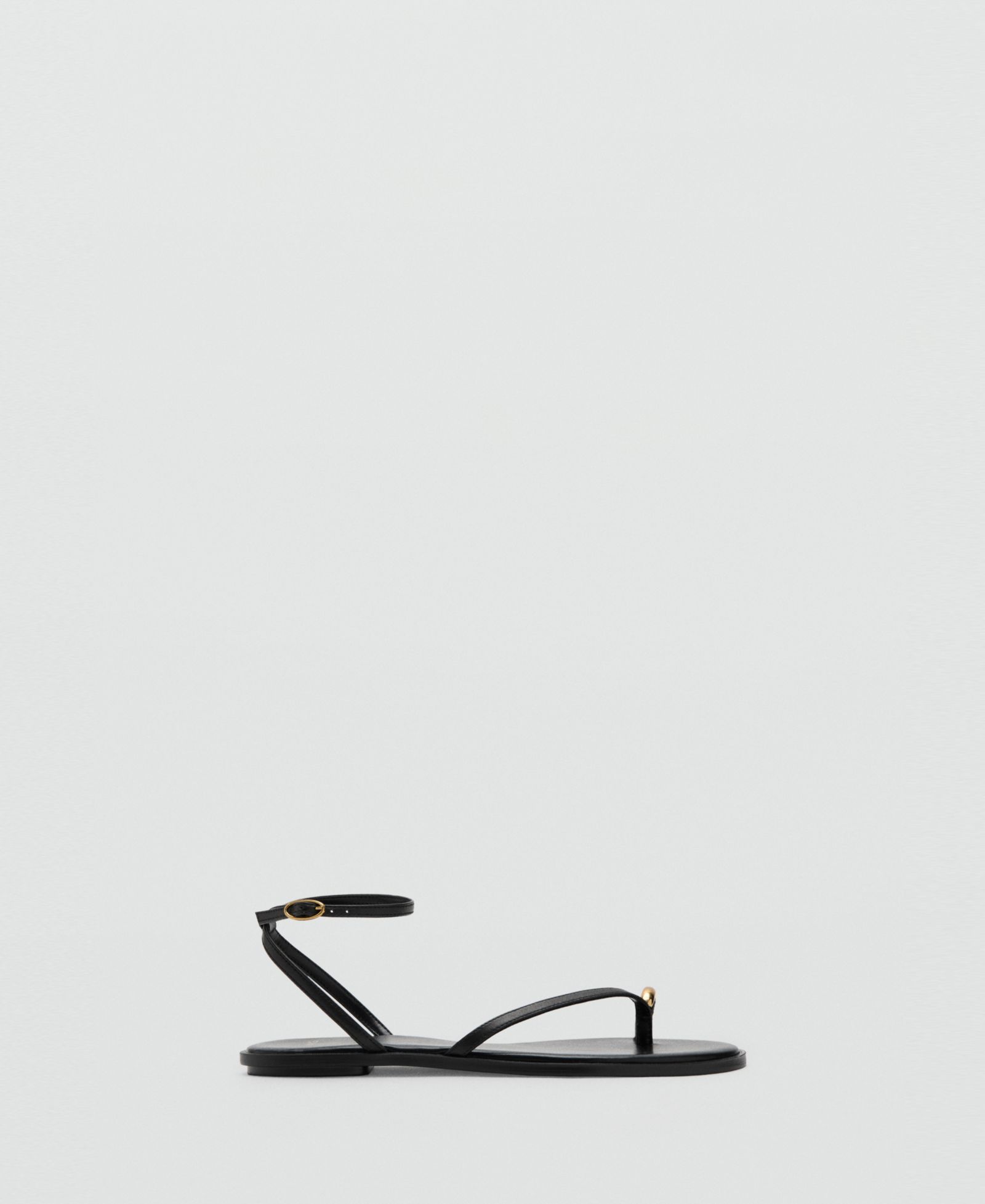 Mango Women's Metallic Detail Leather Strap Sandals