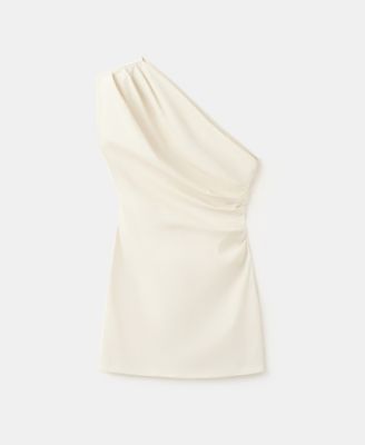 Mango Women's Asymmetric Neckline Draped Detail Dress