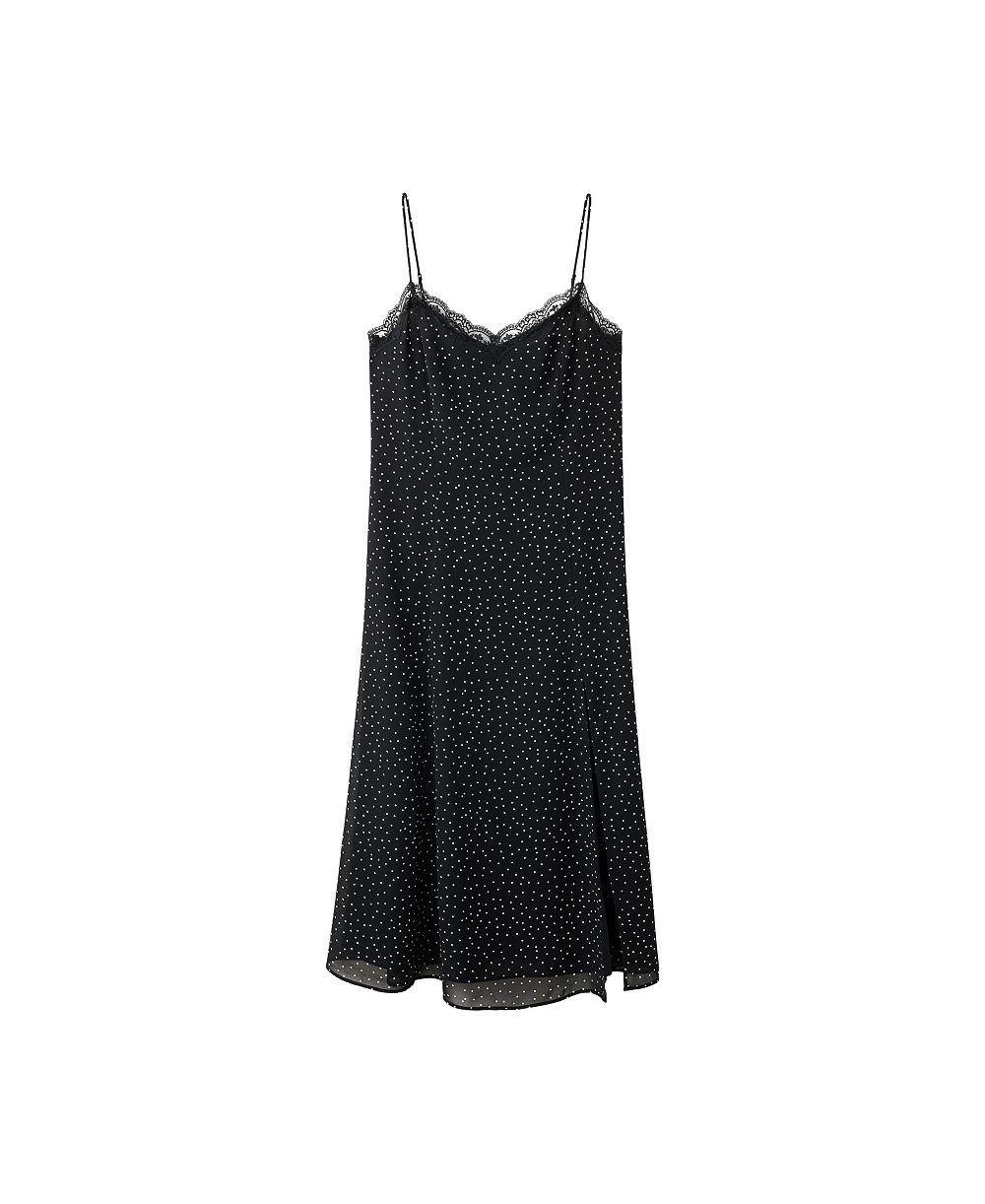 Женское платье Mango Polka-Dot V-Neck с кружевными деталями