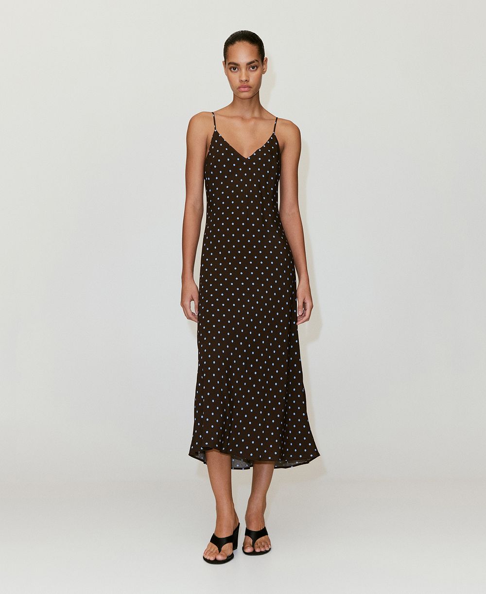 Женское платье Mango Floral Midi Thin-Strap V-Neck