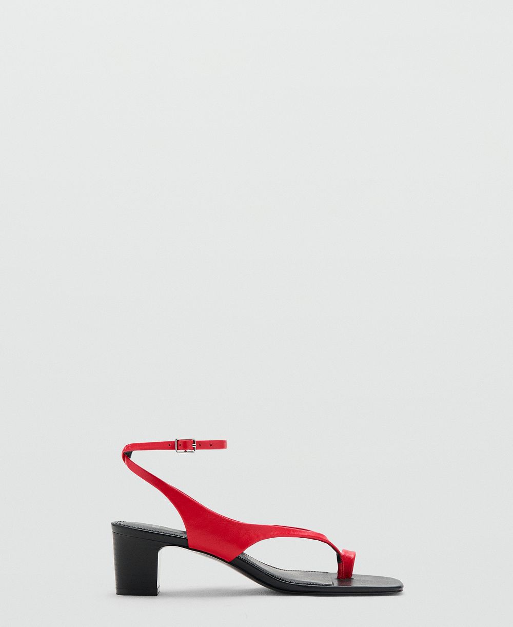Mango Women's Straps Heeled Leather Sandals