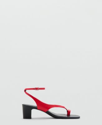 Mango Women's Straps Heeled Leather Sandals