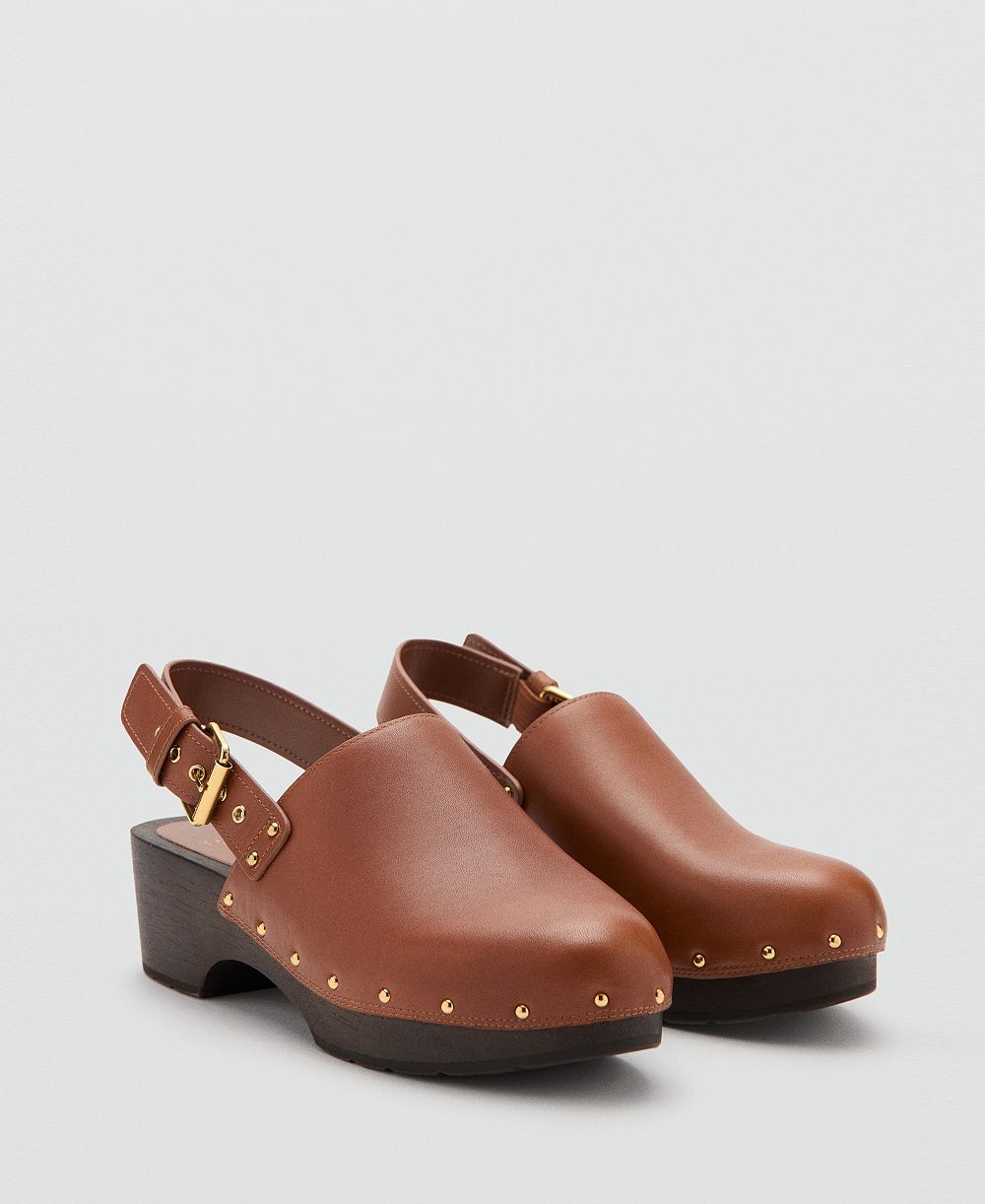Mango Women's Leather Heeled Clogs