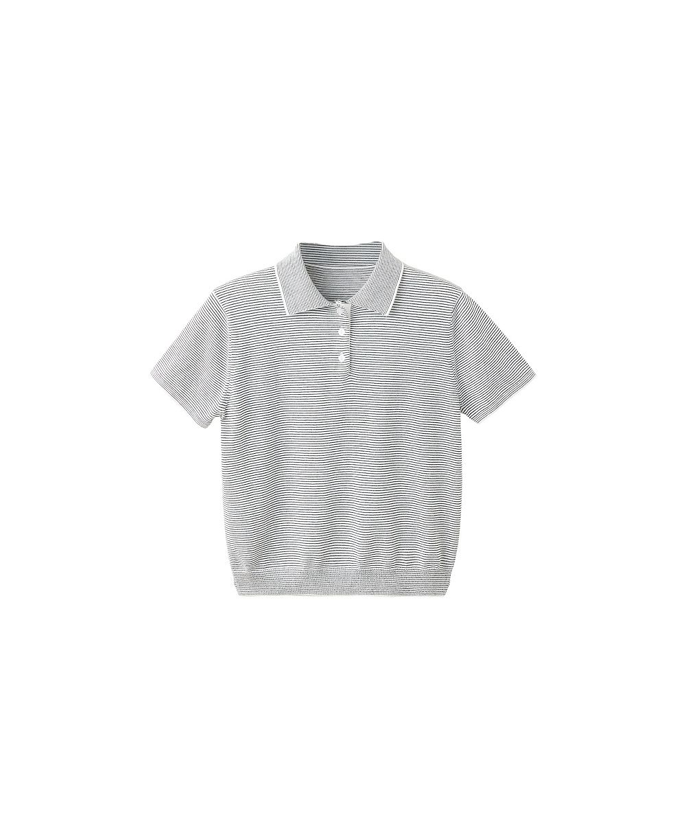 MANGO Women's Striped Polo Short-Sleeve Sweater