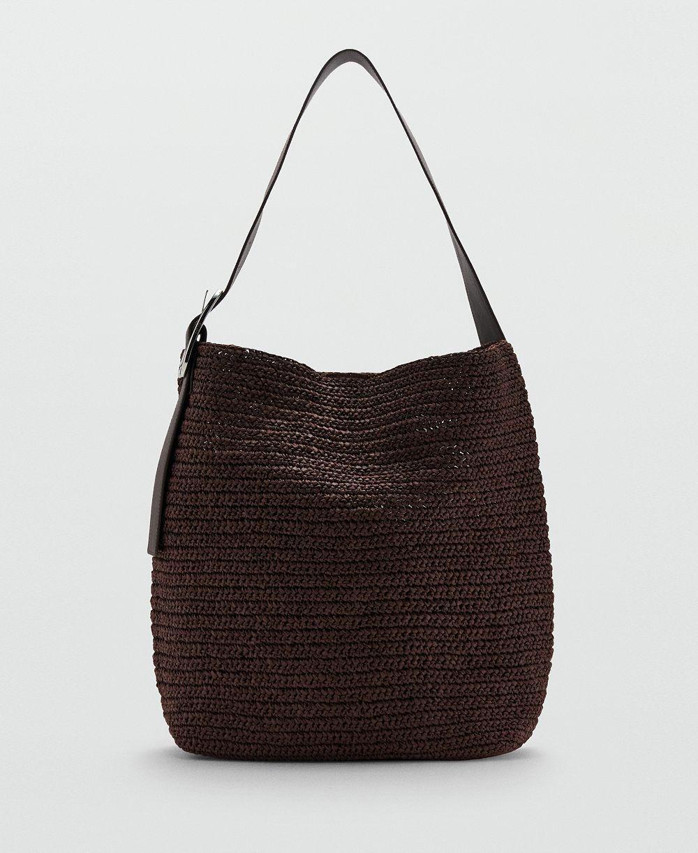 Женская сумка-шоппер Mango Natural-Fiber Buckle Detail