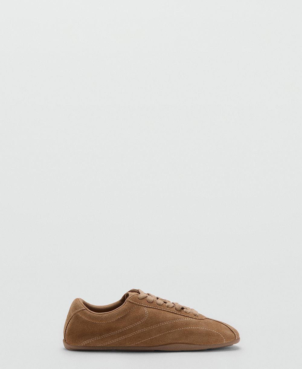 Mango Women's Contrasting Panel Leather Sneakers