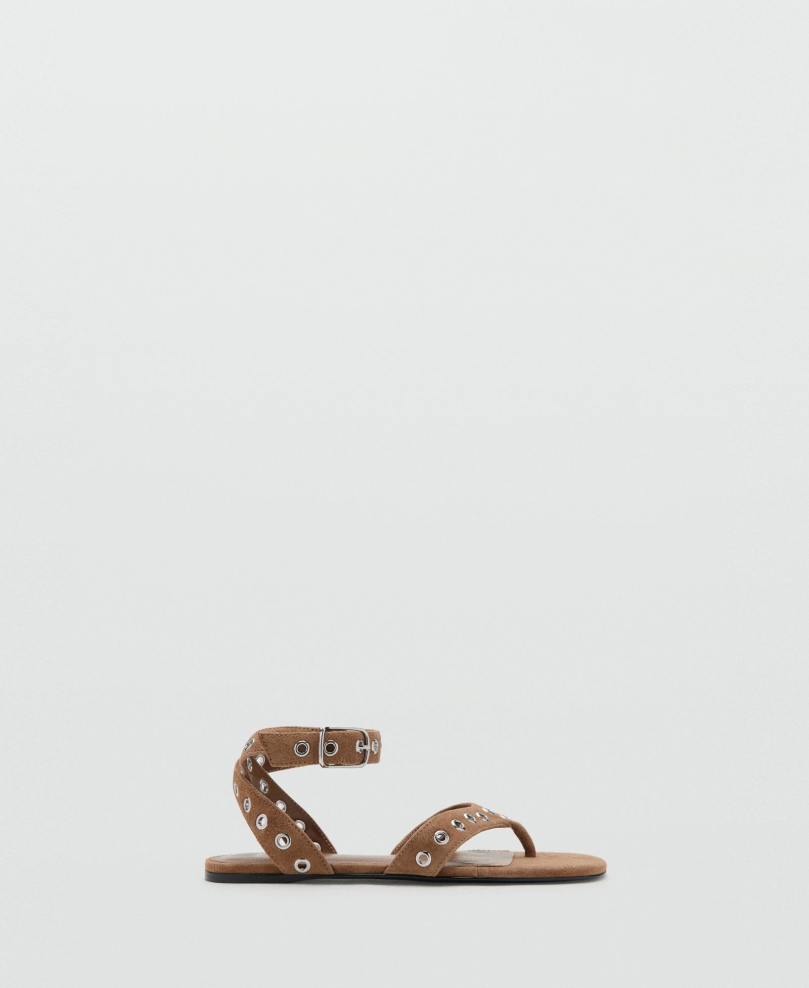 Mango Women's Eyelet Straps Leather Sandals
