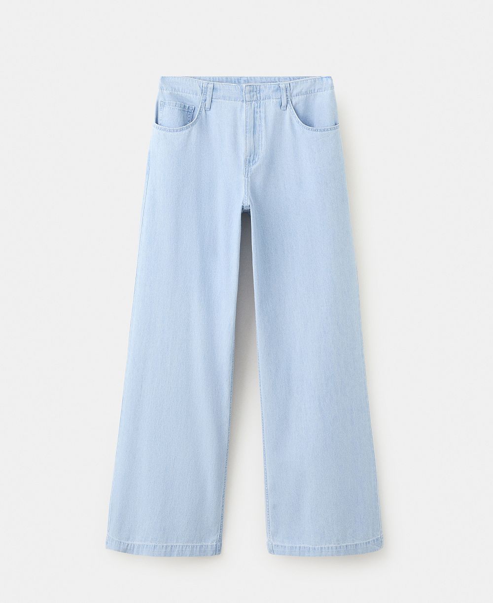 Mango Women's Wide Leg Mid-Rise Jeans