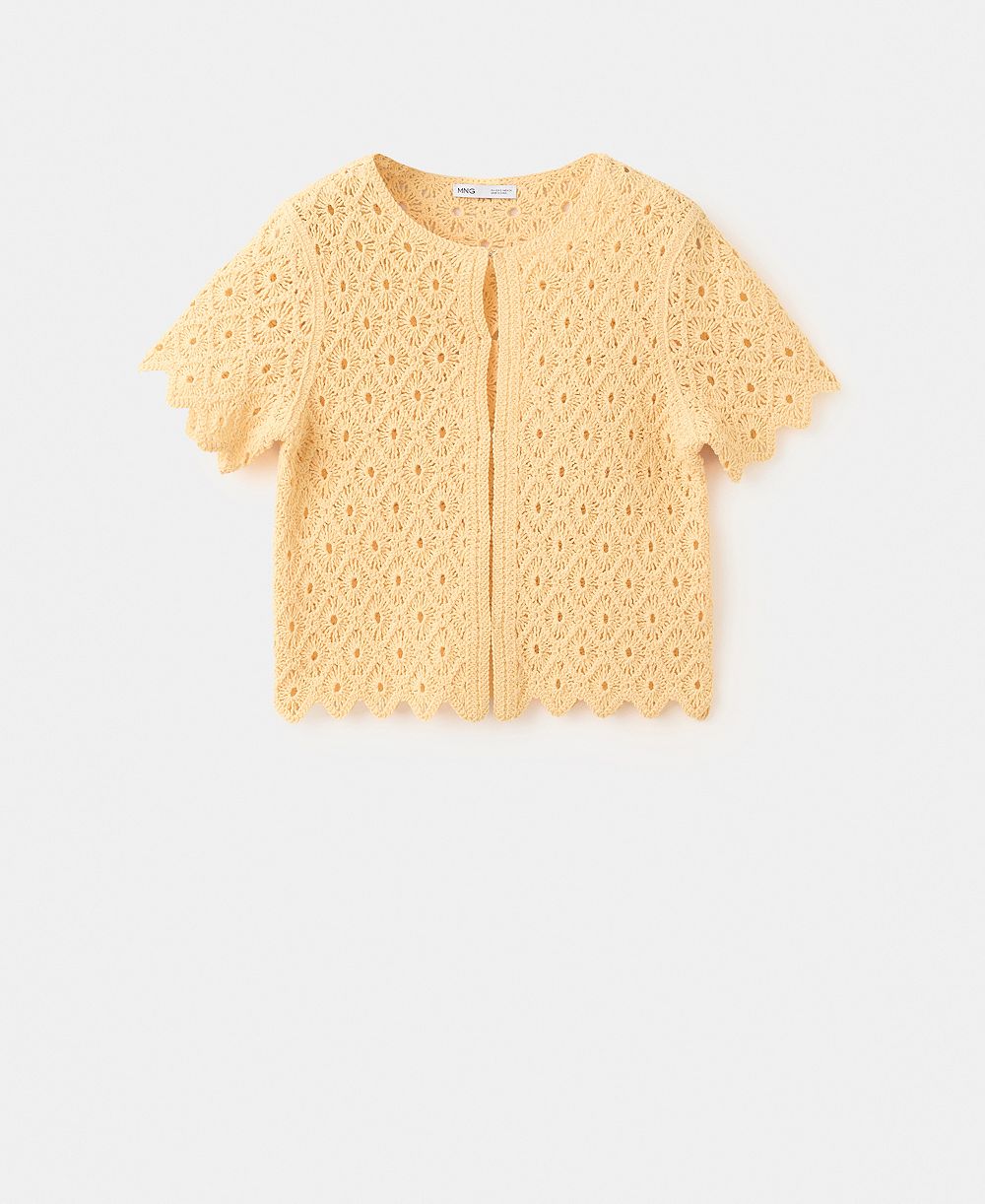 Mango Women's Scalloped Open-Knit Cardigan