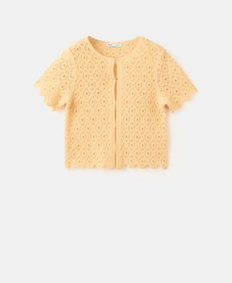 Женский кардиган Mango с ажурной вязкой и scalloped краем