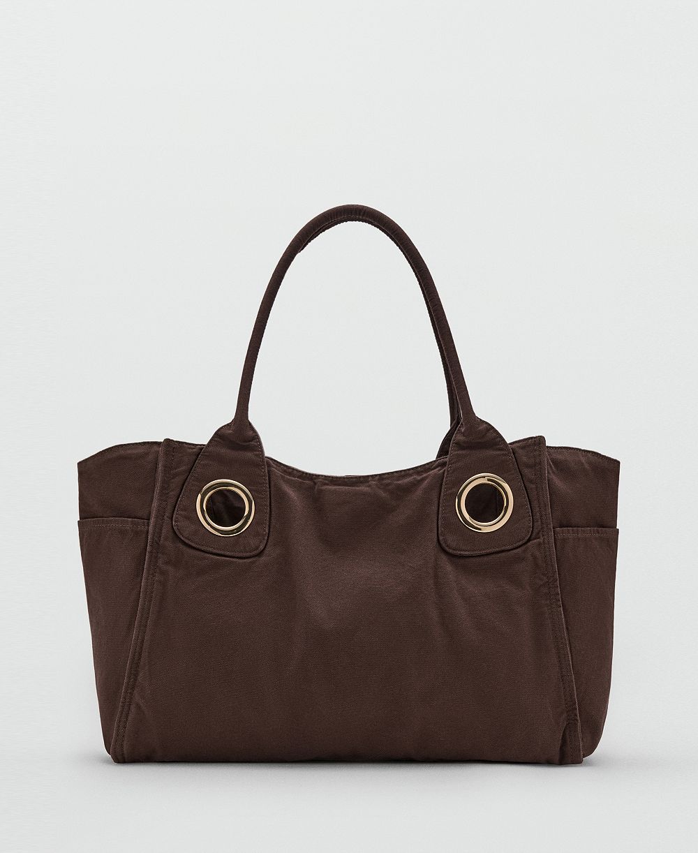Mango Women's Eyelets Canvas Bag