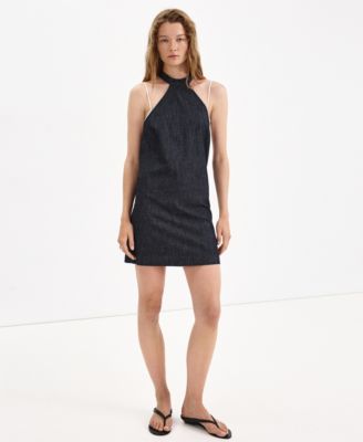 Mango Women's Halter Neck Open-Back Denim Dress
