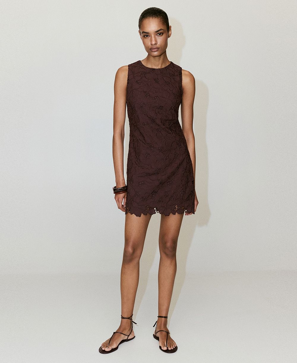 Mango Women's Cutwork Embroidery Short Dress