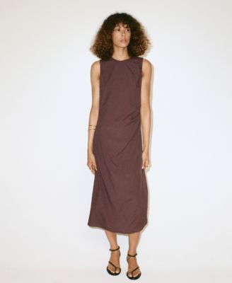 Mango Women's Side-Ruched Midi Dress