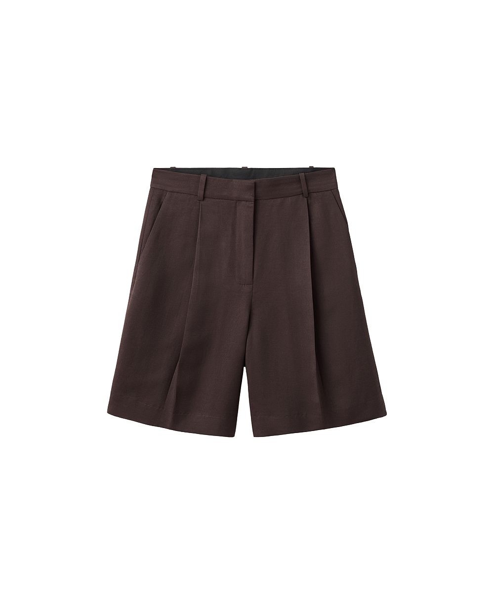 MANGO Women's Mid-Rise Pleated Bermuda Shorts, 7.87" Inseam