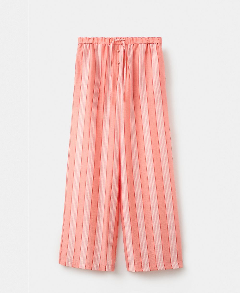 Mango Women's Straight Striped Linen-Lyocell-Blend Pants