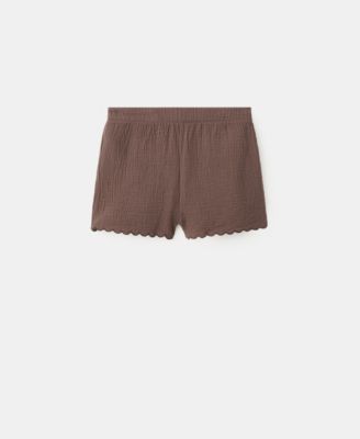 Mango Женские хлопковые шорты с отделкой Scalloped Details