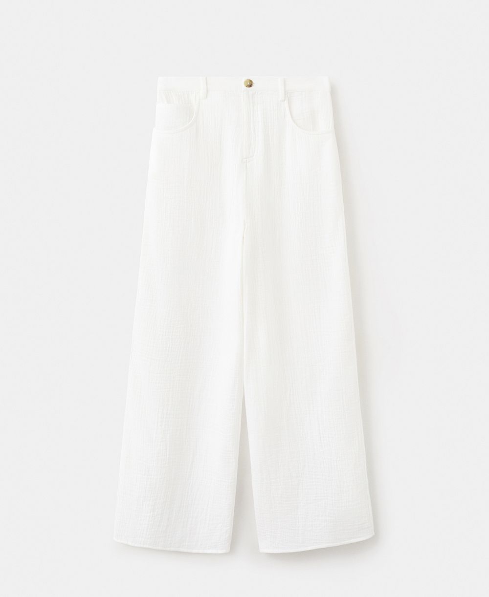 Mango Women's Straight Mid-Rise Double Gauze Pants