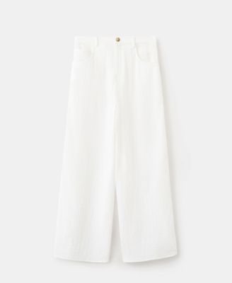 Mango Women's Straight Mid-Rise Double Gauze Pants