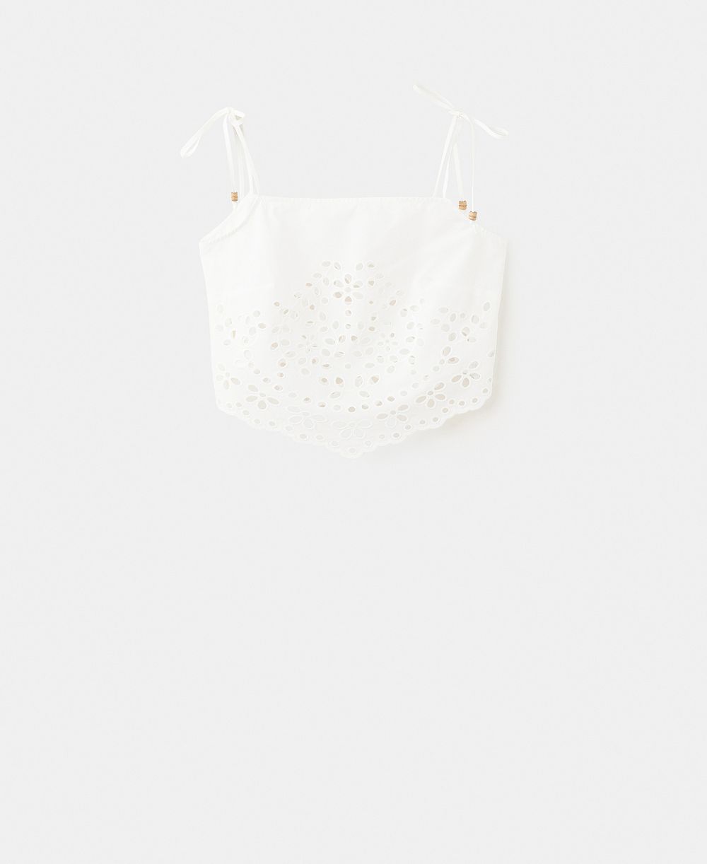 Mango Women's Embroidered Open-Work Top