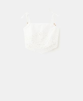 Mango Women's Embroidered Open-Work Top