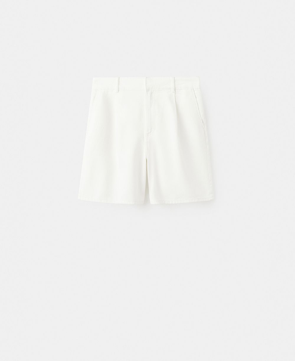 Mango Women's Pleats Mid-Rise Denim Bermuda Shorts