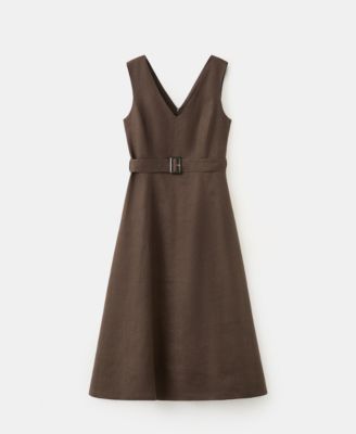 Mango Women's Belt Linen Midi-Dress