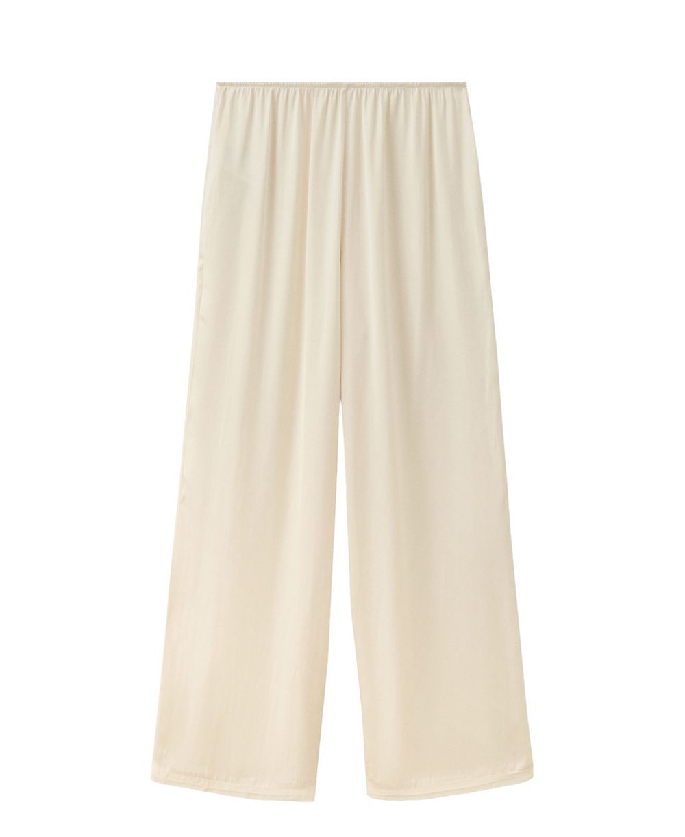 MANGO Women's Satin Lace-Trim Pajama Pants