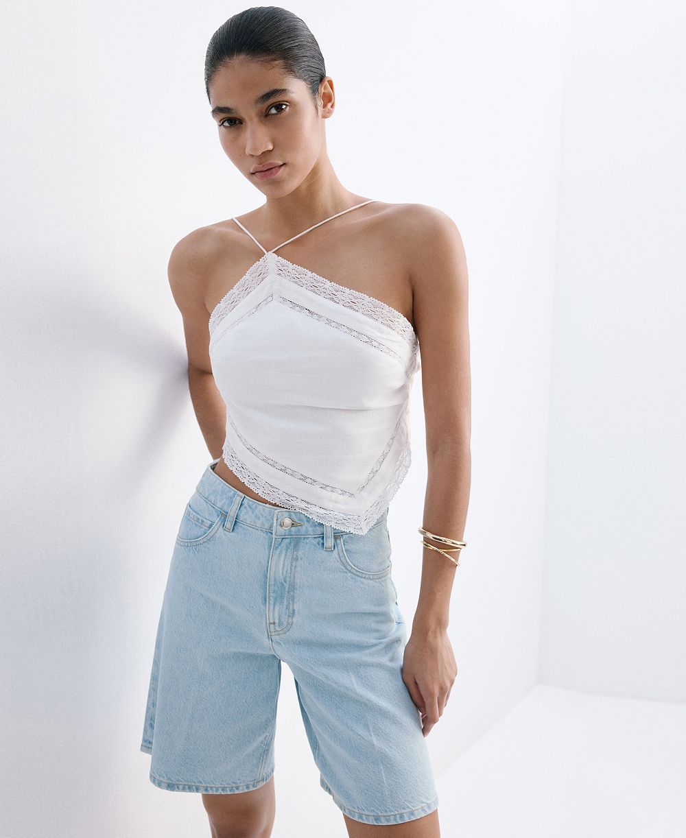 Mango Women's High-Waist Straight-Fit Denim Shorts