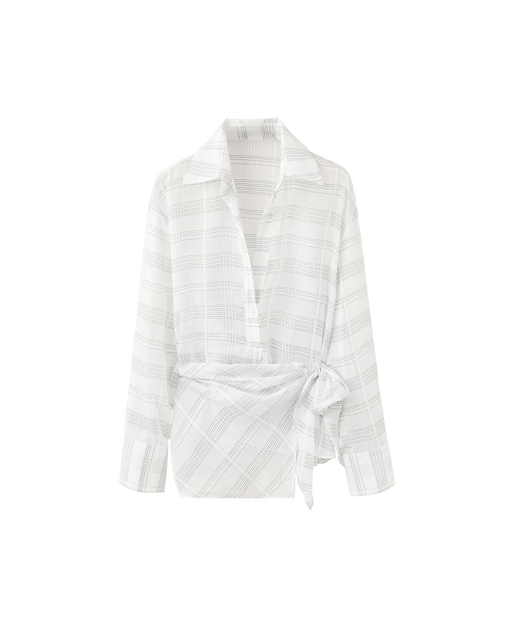 MANGO Women's Plaid Long-Sleeve Button Up Blouse