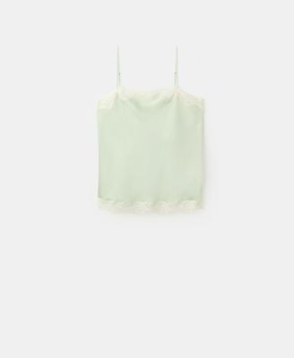 Mango Women's Lace Detail Satin Top