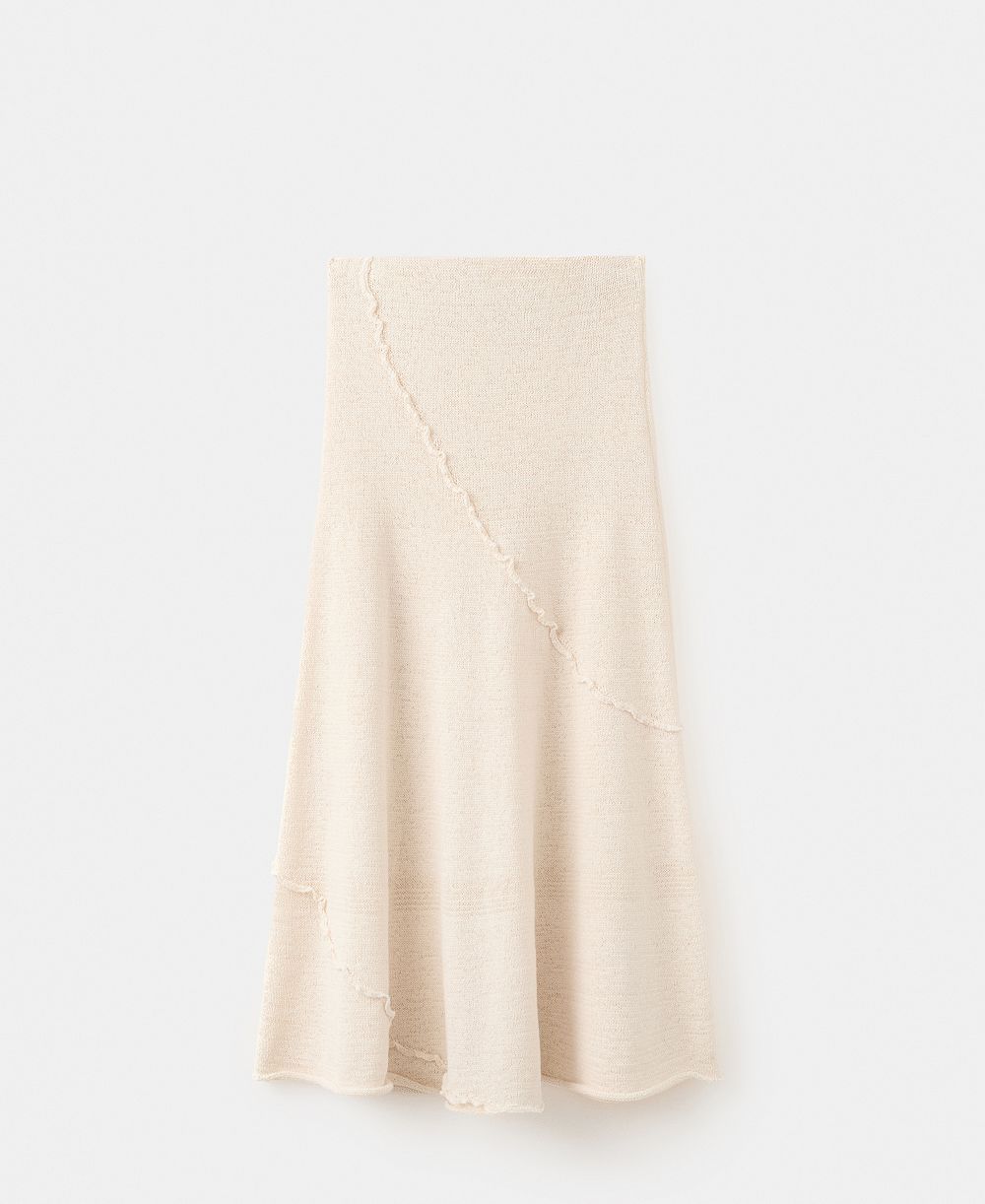 Mango Women's Wavy Stitching Detail Knit Skirt