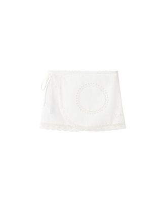 Mango Женская мини-юбка из хлопка с вышивкой Openwork-Embroidery Low-Waist
