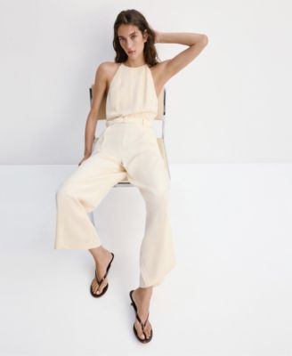 Женский комбинезон Mango Wide-Leg Sleeveless Belt Detail Halter