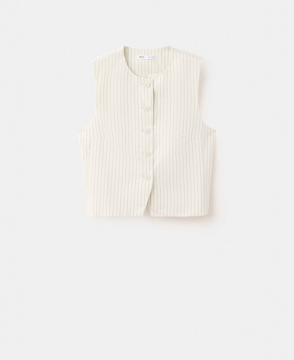 Mango Women's Pinstripe Open-Back Vest