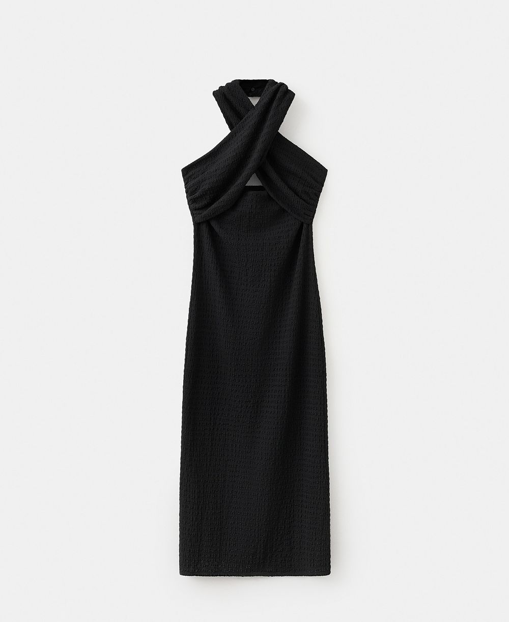 Mango Women's Slit Crossed Halter Dress
