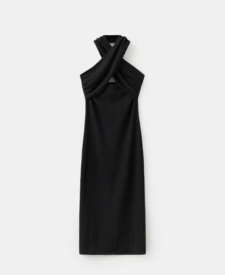 Mango Women's Slit Crossed Halter Dress