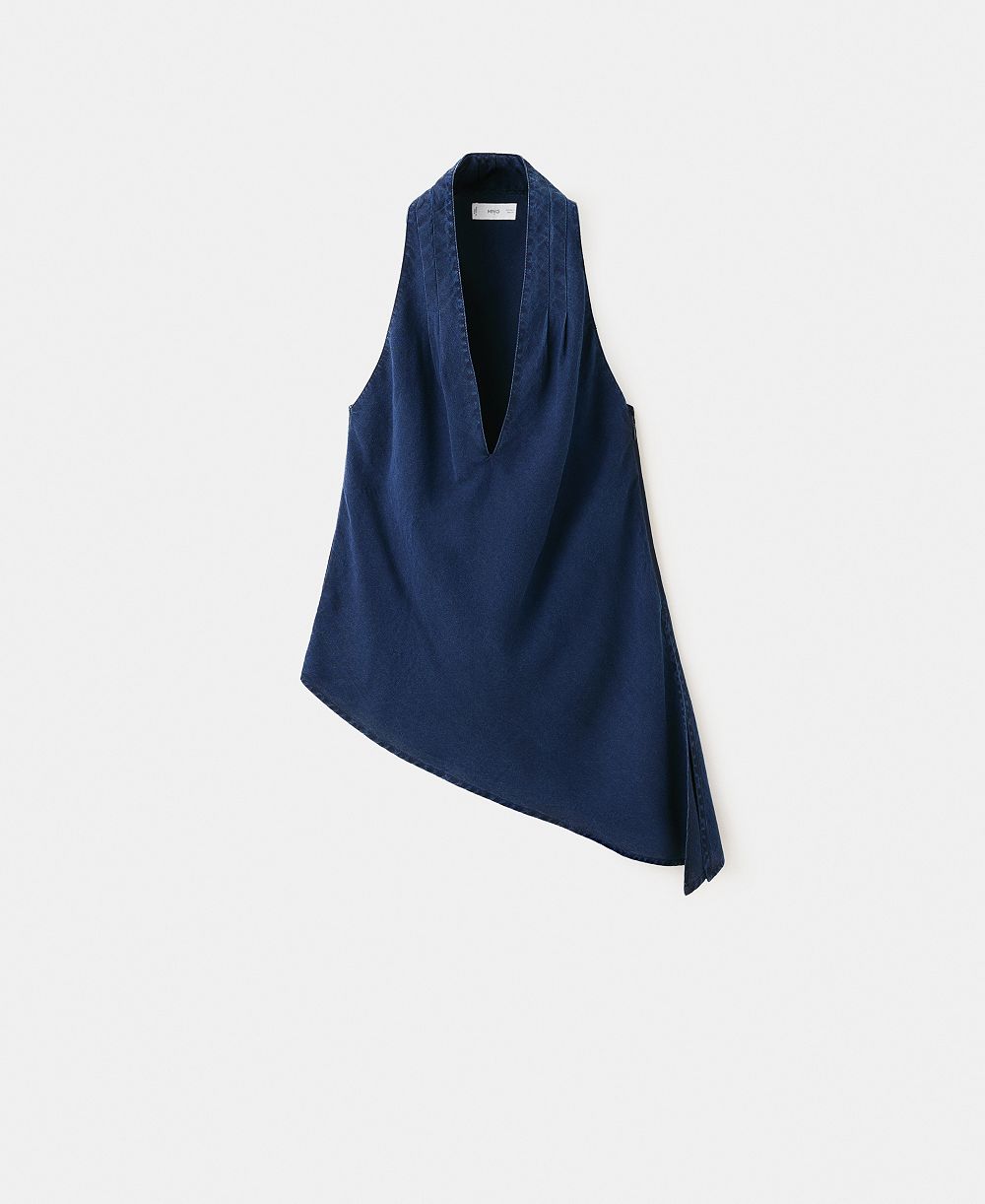 Женский топ Mango Asymmetrical Denim с халтер-вырезом