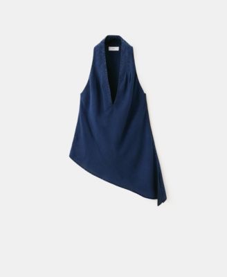 Женский топ Mango Asymmetrical Denim с халтер-вырезом
