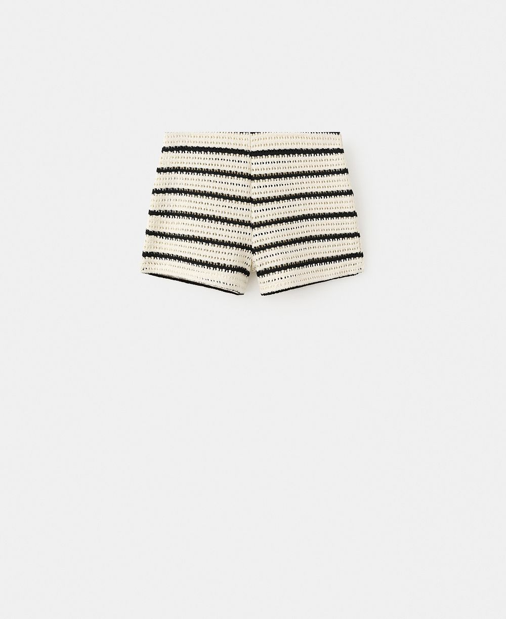 Mango Women's Striped Crochet Shorts