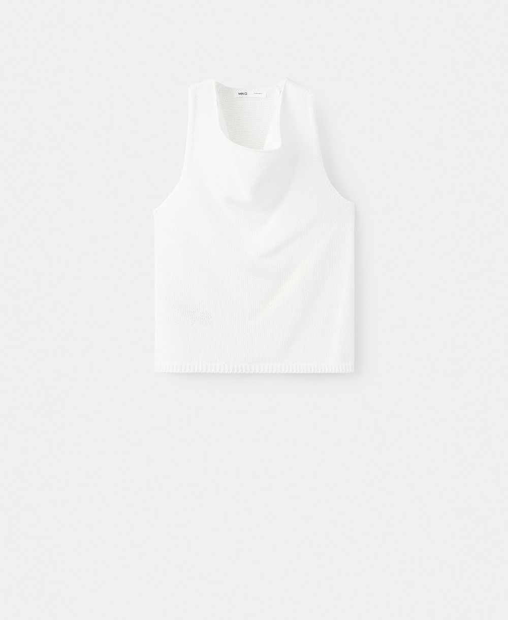 Mango Women's Draped Neck Knitted Top