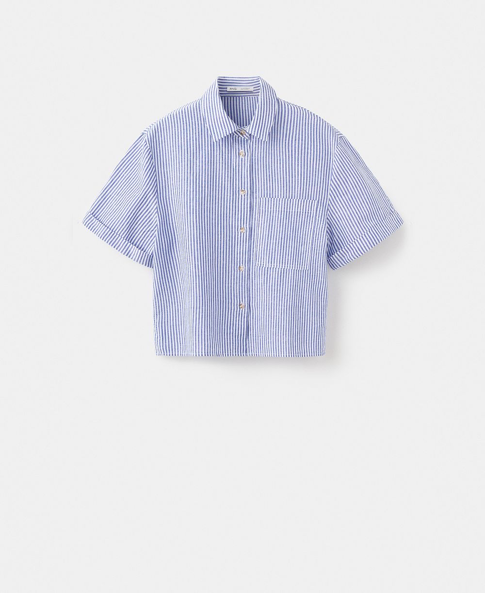 Mango Women's Striped Cotton Linen Shirt