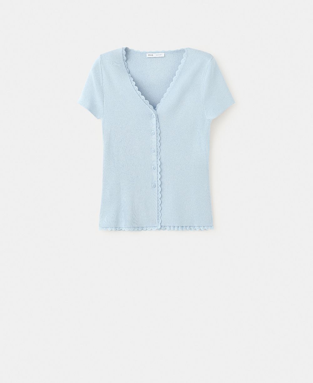 Mango Women's Lace Details Fine Knit Cardigan