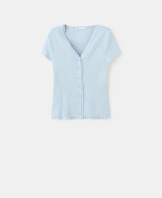 Mango Women's Lace Details Fine Knit Cardigan