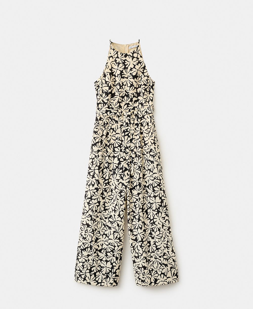Mango Women's Belted Floral-Printed Jumpsuit