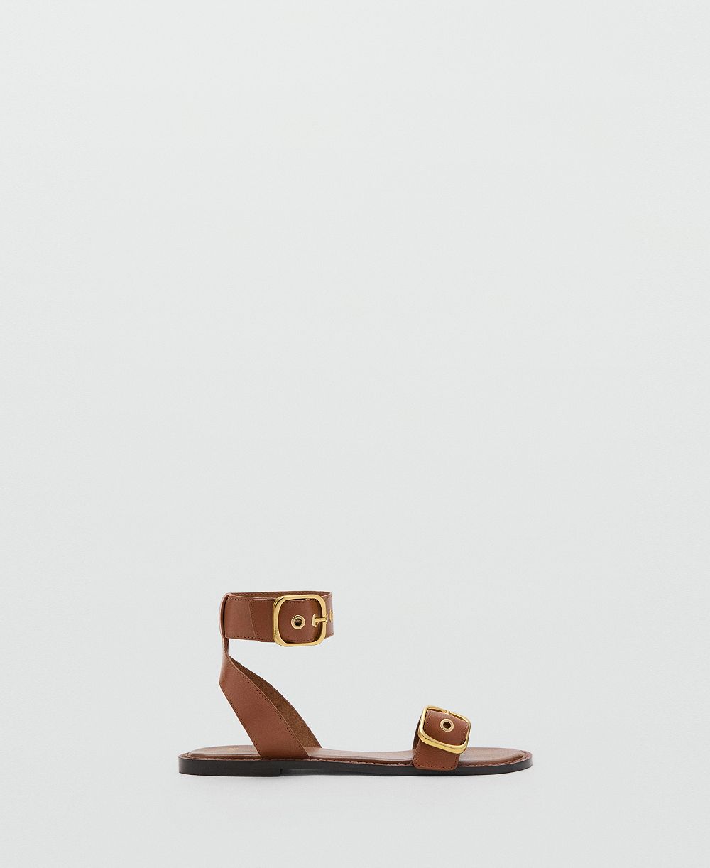 Mango Women's Straps And Buckles Leather Sandals