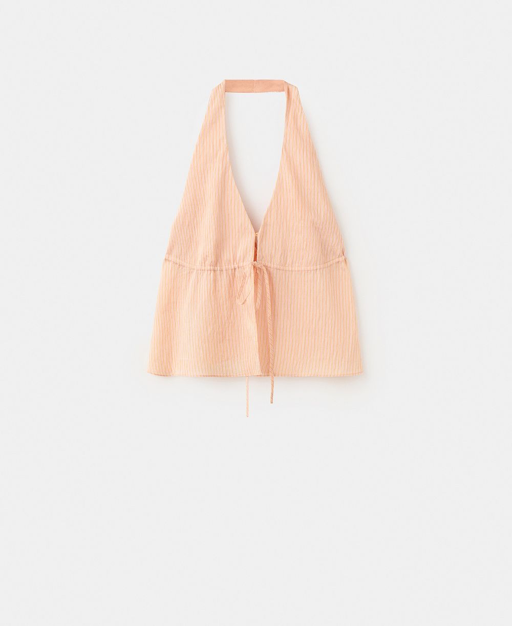 Женский топ Mango Striped Lyocell Halter