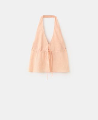 Женский топ Mango Striped Lyocell Halter