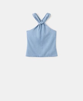 Mango Women's Crossed-Strap Denim Top
