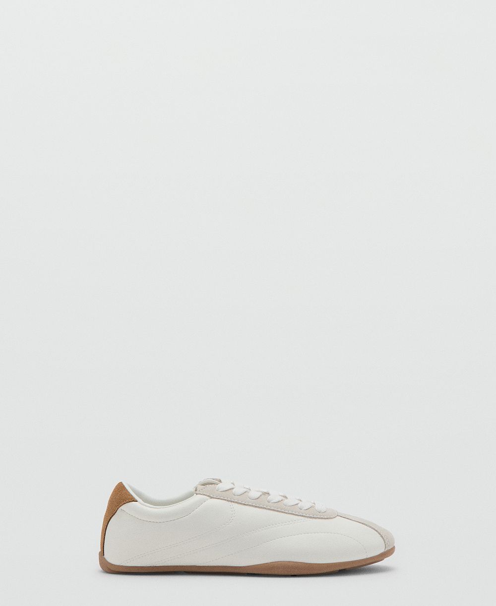 Mango Women's Contrasting Panel Leather Sneakers
